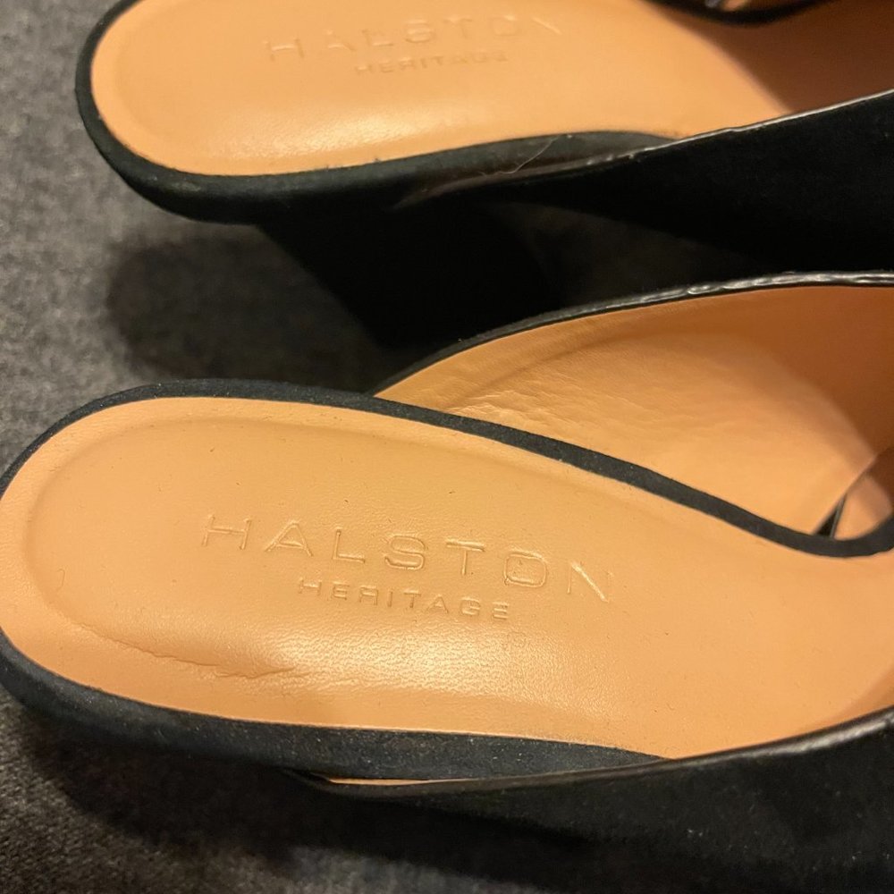 Halston Heritage Black Suede Sandals - Picture 5 of 8
